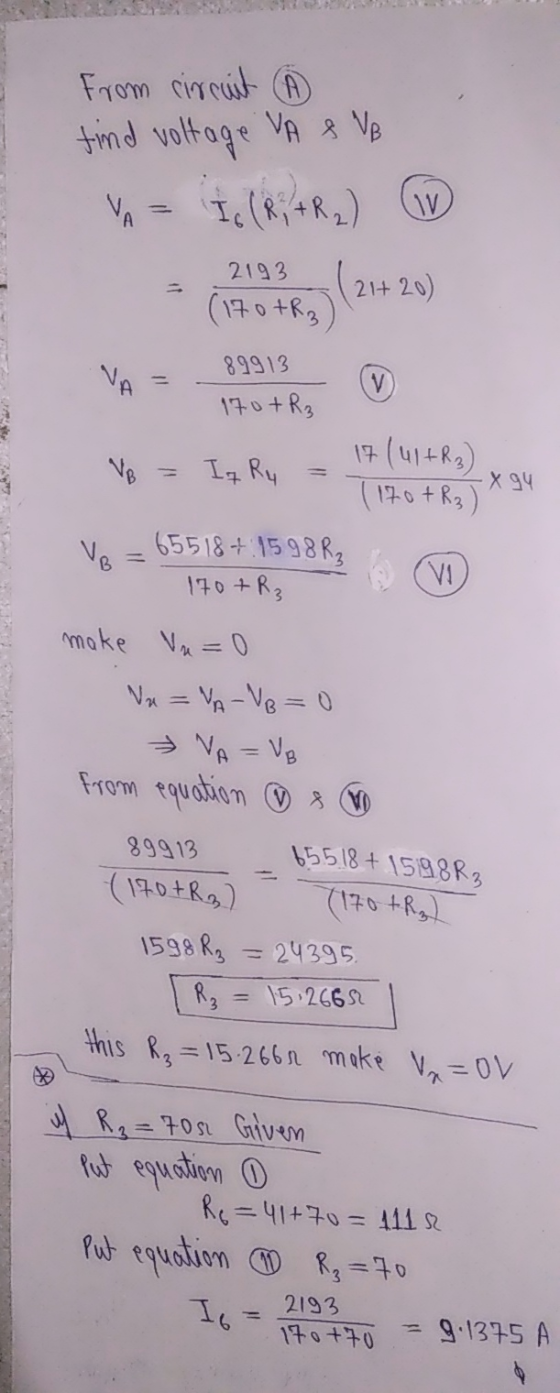 from circuit A find voltage VA SVE Is (R; + R2) W A 2193 (170 +R3) 21+20) V 89913 170 + R₂ 17 (41+R₂) Iz Ry Xg4 (170+R3 ) Ve