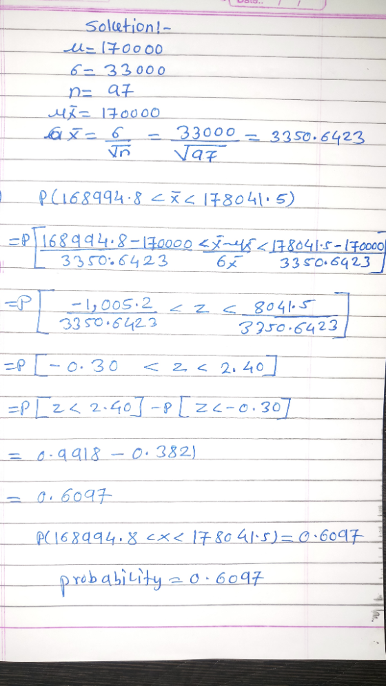 Solution! u=170000 6- 33000 n= af Mi= 170000 GX-6 = 33000 = 3350.6423 o Jaz PC168994.8 că 5 178041.5) =P 1689948-170000 Lines