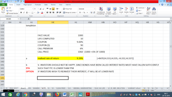 BOND - Microsoft Excel (Product Activation Failed) Add-Ins File Home Insert Page Layout Formulas Data Review View - 2x % Cut
