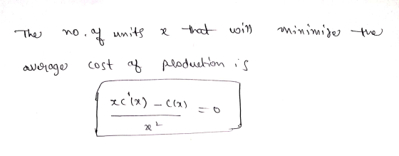 The nos x that will minimize the of units هو الله cost of of production is recin) -COM) 20 L