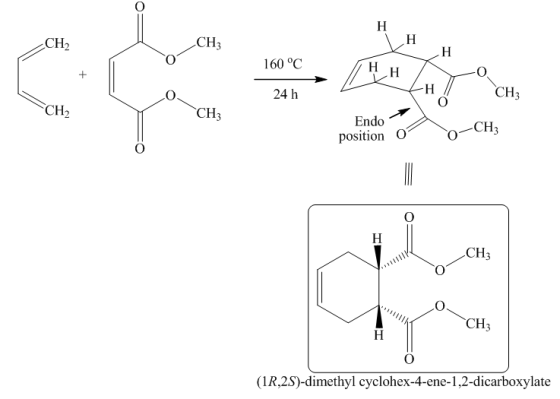 Н
Н
CH3
CH2
Н
160 °C
Н
Н
CH3
24 h
CH2
CH3
Endo
-CH3
position
Н
CH3
CH3
Н
(1R,2S)-dimethyl cyclohex-4-ene-1,2-dicarboxylate