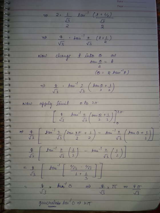 Date Page tan (t +/) + 2. 2 tan 2 D . (4+1) 2 Vs V3 Now al change t into o tauo t (o=2 tautt) e 4 tant 2 √3 ( lano + 2) 3 Now