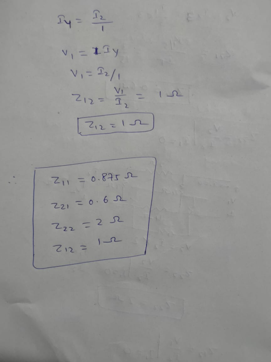 Py = 12 v=tly V = 12/1 Vi 212= Iz 2,2 zi Zi1=0.8752 Z21 -0.62 Zzz = 2 R 212=