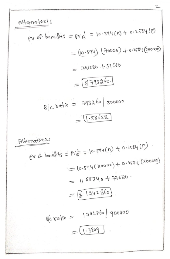 oHernativel: py of benefits = pue = 10.594 (A) + 0.2584(F) = (10.594) (70000) +0.2584 (200000) = 741580 +51680 = $793260.1 B