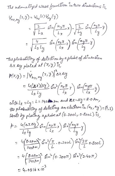 The normalized wave function in two dimensions is Yaz, ngla,y) = Whela > Vay (y) The . Jeg Mes si ofert) en ( kanyang The plo