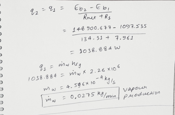 E mw = 4.59 6x 10 = 0,0275 Rg/min production -- 92 - Ebz-Ebi Rnet + R1 146 900.677 - 1097.535 134.31 + 7.961 q 4 = 1038.884 W