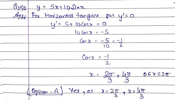 Quest y = Sxtlofinx Anyt Fox Horizontal tangent put ylsa ys Stocosx = 0 lo correcs Cor x = -5 - - - - Conx = -1 x = 2T 4T 05