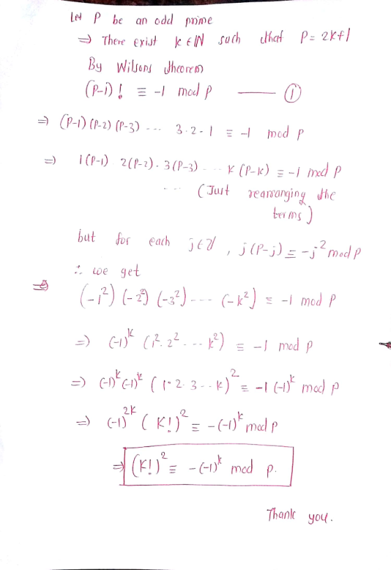 lN P be an odd pme P-(-) (P-3)32 ed (Juteaanging dic e mg .we get z mod P 2. 2 2 Thanl yo