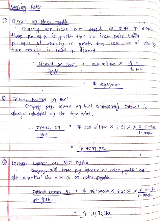 working Note 0 Loiscount on Nolf Puyable - Company bas_issues notes payable qt_$99. _Il_m0103. that par value is greater than