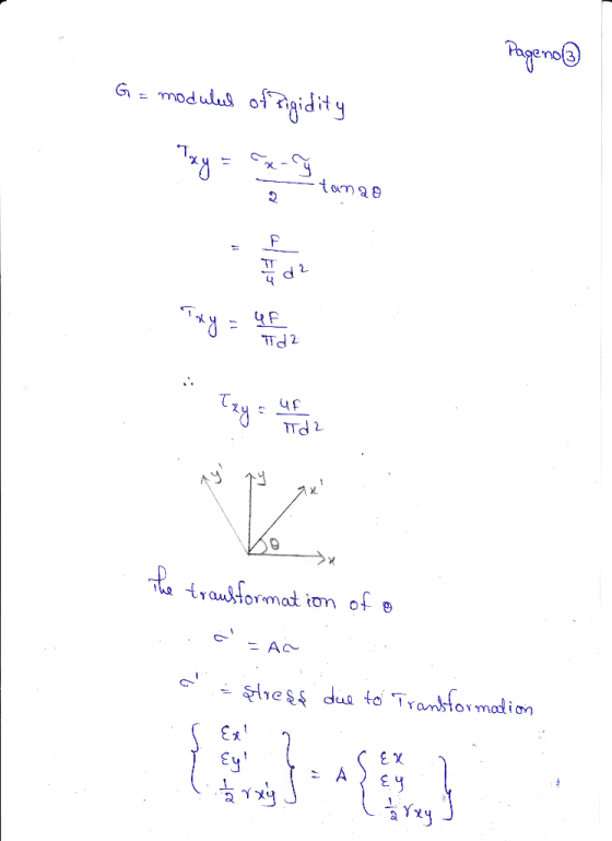 Pageno G = modulul of Rigidity may tan 28 conao The trausformation of a .. FAG . c.= stress due to Transformation :Exi m EX