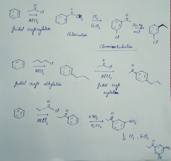 fridel eropleylation chlorination nel chlorination u n d Clemmeren Reduction Alus faidel craft alkylation fridel craft acylat