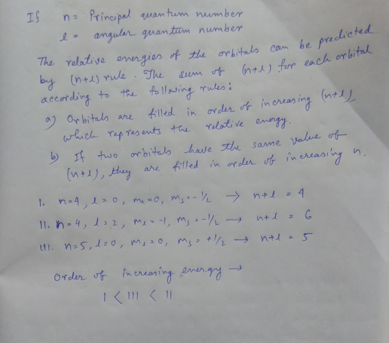 If o can be predicted d) for each erbital n= Principal quantum numer la angular quantum number The relative energies of the o