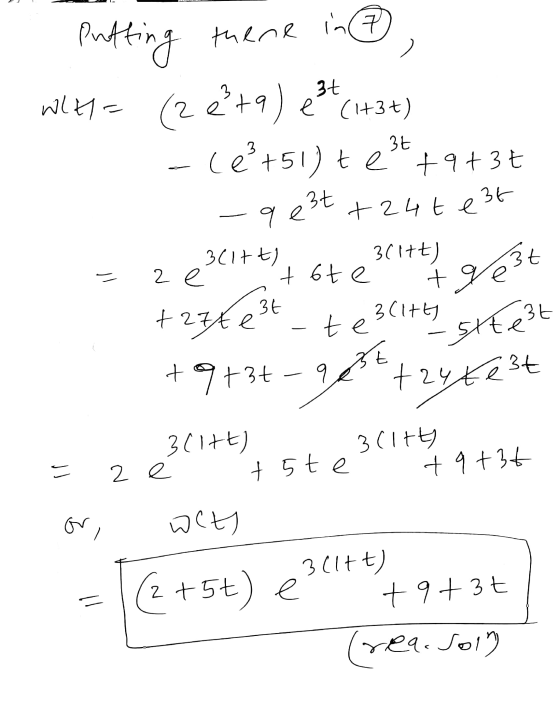 Putting there in wit= (2 e²+9) est (1+3+) clé+51) te+9+3+ 3 3t q e +24t e 3t 3t - 311tt) 3617t) 2 e tote tge 36 3 (tt) e te +