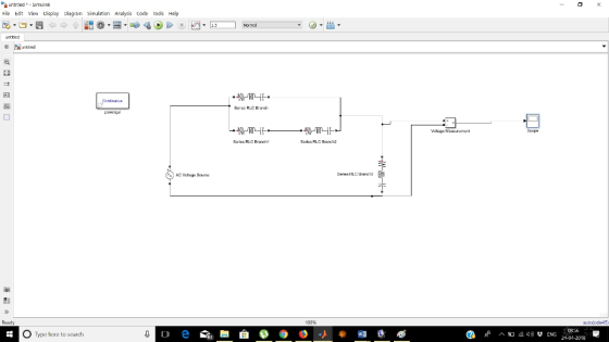 untitled Simulink Hile Edit Vview Display Diagram simulation Analysis Code Tools Help Normal nttied Br es RLC Bardh Stope Bar