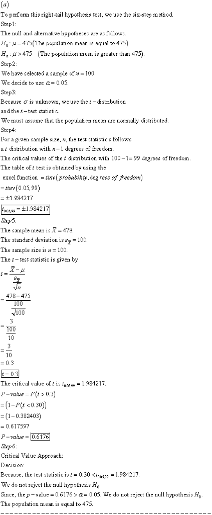 To perform this right-tail hypothesis test, we use the six-step method. Stepl The null and alternative hypotheses are as foll
