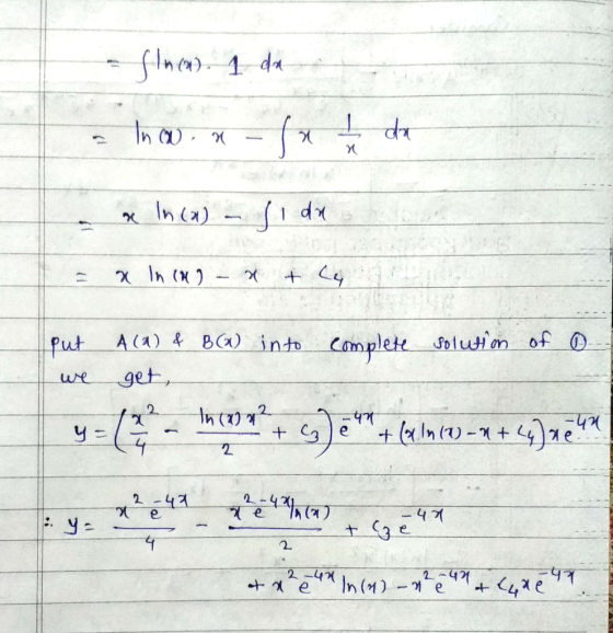 fne 1 da In a) dx +4 r A (A) &Ba) into Put get Complete oluin of ue 2 +Ce 2-42 e -41 + ७० 2-40 + e +4xeT