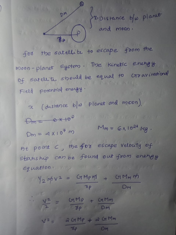 DM SY-Distance blu planet and moon. Þ CO for the satellite to escape from the moon-planet System. The kinetic energy of satel