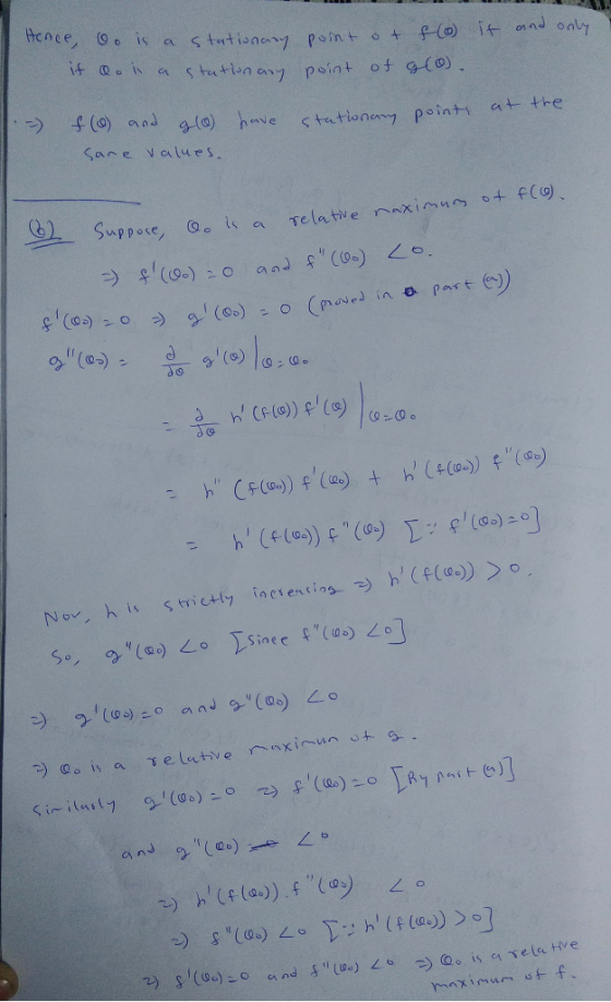 point of 4 (0 it and only Oo is a stationary if co is a stationary point of glo. - stationary points f (0) and g(0) have Sa