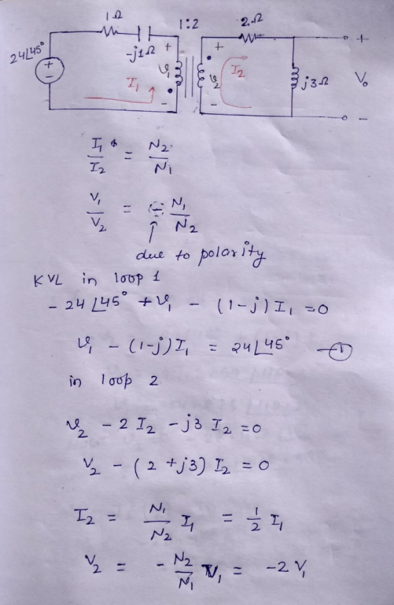 1.2 24L45 V. due to polox K VL in loop 1 2 N, T. -河긔 =글 2. 2 2.