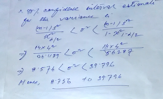 estimate interval d. 15% confidence si variance the w 2/- ح - امیر /- م راح و هى ( - ) ا هد کار 39 . 79 / 7 / 924 و 254 13 6