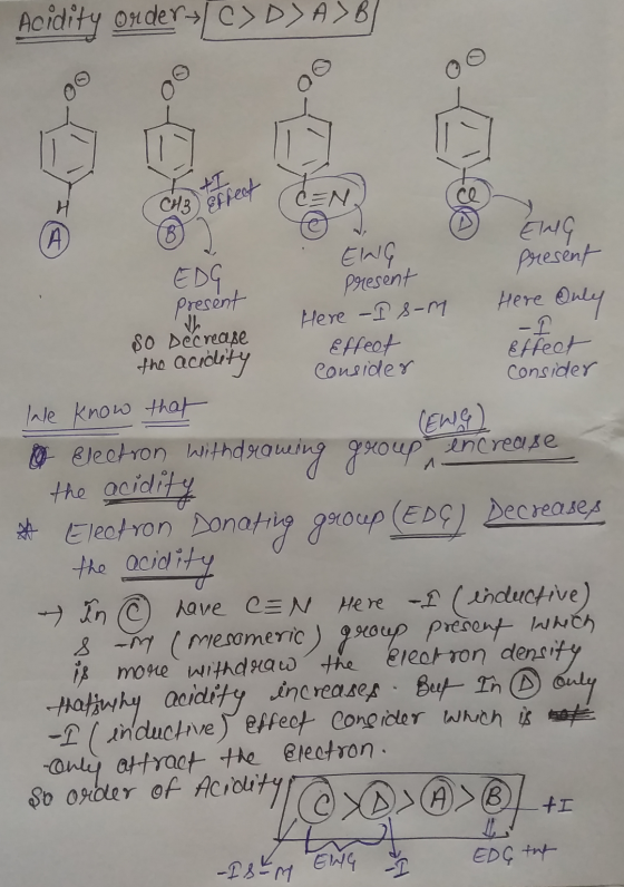 Acidity onder CDA>B tI Effect CEN И CH3 B А) Here Only -2 Effect consider consider ENG EING EDG present present present th He