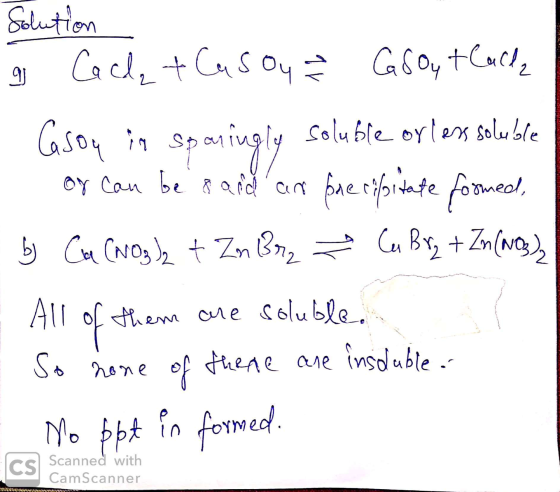 Solution g Cachet Casou z Gsou tlack . Casoy in sparingly soluble or less soluble - or can be said an precipitate formed, y C