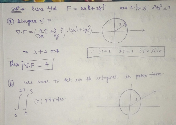 soll beiver that F = axit zy and Rise xuty 29. © Divegends of F V.F - o = 2+2=4 (i=1 3.7 = 1 (..=0 7. (zo Thus J.F = 4. we ha