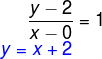 \frac{y-2}{x-0}=1\\ {\color{Blue} y=x+2}