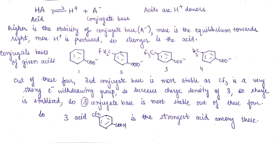 C . COD HA HT +A Acids are Ht doness Acid O conjugate base higher is the stability of conjugate base (A-), more is the equili