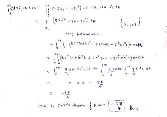 3 sxv«) nasz: }<-2, 4-34°)•4-29, -24, 13 do - (8 xy? +22342) DA 22 25 1 using paramnization 56(80? costsint + 27 10st – 3o4s