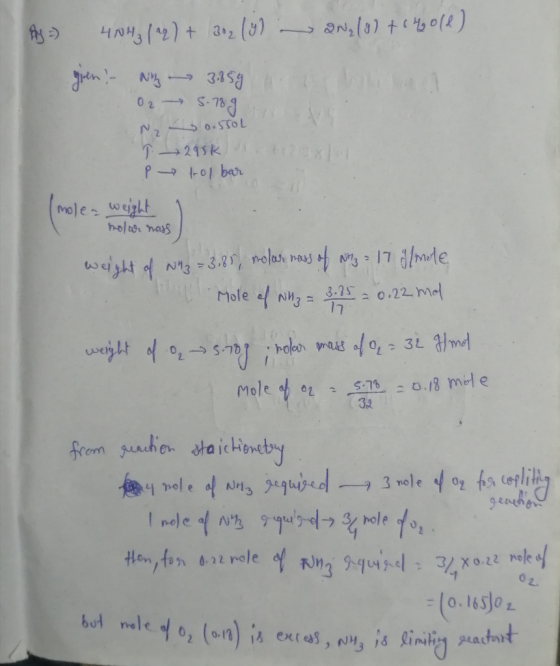 AZ - 4NH3 (22) + 302 (y) - 2N, (4) + (4011) gen! Ny-3.359 02 – 5-789 weight N .STOL 1-29562 p rolbar mole - weight holu najs