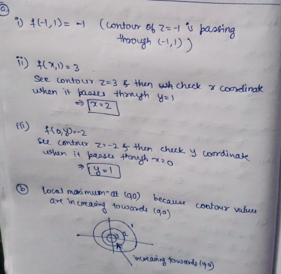 i f(1, 1) = a) (contour of Z=- is passing through (-1,1)) i) H3,123 See contour 2=3 & then wh check a coosdinate when it bass