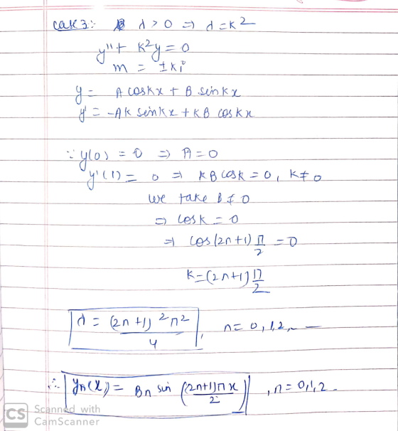 case 3: d> 0 = d =k2 EK = 0 m = txi y = A coska t B senka y = -Ak senkxt kB Cosku - ulo ) = 0 = P = 0 (1) — б а квоk - O, Kt