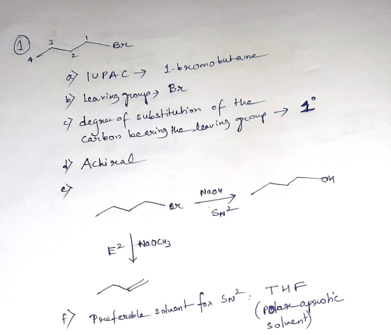 @ er obutane of LUPAC 1-brom 67 Leaving group, Br 4 degree of substitution of the carbon bearing the leaving group > dy Achis