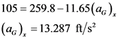 105 = 259.8–11.65(ac),
(ac), = 13.287 ft/s?