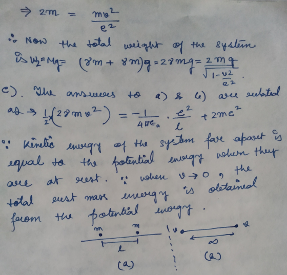 - am = my² the total weight of the system ez . Now is uz = Mg = (8m + 8m)q=28 mg = 2 m 4 e). The answers to a) & 6) are encla