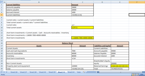 B с D E F 1 Amount 59000 2 A Current liabilities Accounts payable Salaries payable Accrued Interest Current liabilities 3 200