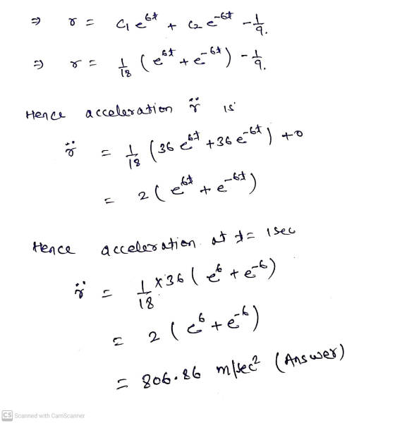 -but a a 1) Geet Cze - 9. st tést) - 3 8 = te le Hence acceleration to ie L but 36 e 드 ( 36 €*+362067 8 67 .ft e te 2(e ett)