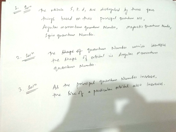 The orbitals sipid, are things based on their Angular momenfium quentum spin quantum Number. distinguised by theses tour prin