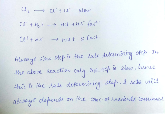cette slow ce the S HU THs fast cettus Hut s fast. Always slow step is the late determining step. In the above reaction only