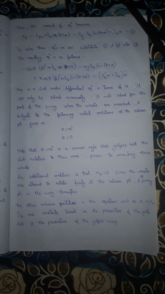 2. - Thus, the moment of an becomes mp - for a la cas 10ta) - fai la Sin 10ta) - Inä - To solve these and we can substitute o