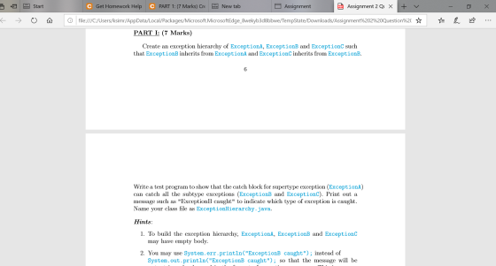 Get Homework Help C PART 1: (7 Marks) Cre PDAssignment 2 Q BOStart Assignment New tab X file:///C:/Users/ksimr/AppData/Local/