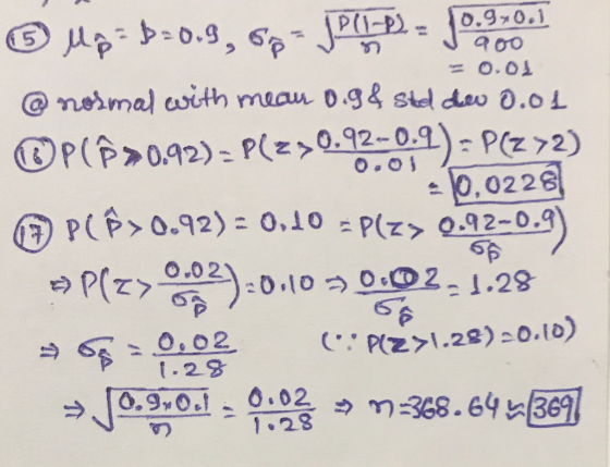 0.9 0.1 900 O.o @nermal aith maau 0.g& std dew 0.0L p0.9, JP OP(P092)- PC= >0.92-0.9)- P(z2) 0,0228 P(P0.92) = O.10 - P(z> Q.