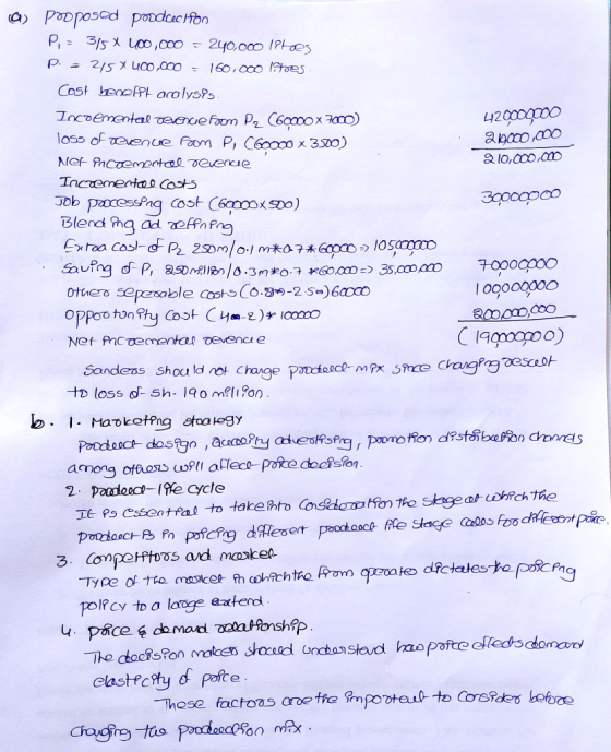 a) proposed poodccifon P, = 375 X 100,000 = 240,000 IPhoes p. = 215 X 400.000 = 160.000 (stres Cost benefft acolyses. Incoeme