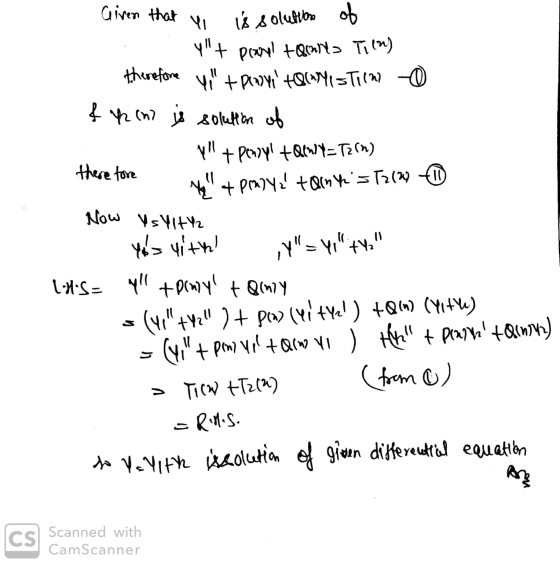 to VsYlth issolution of girden differential equation Given that is solution of Yi Y+ pramel toenlys tien) therefore vid +Any
