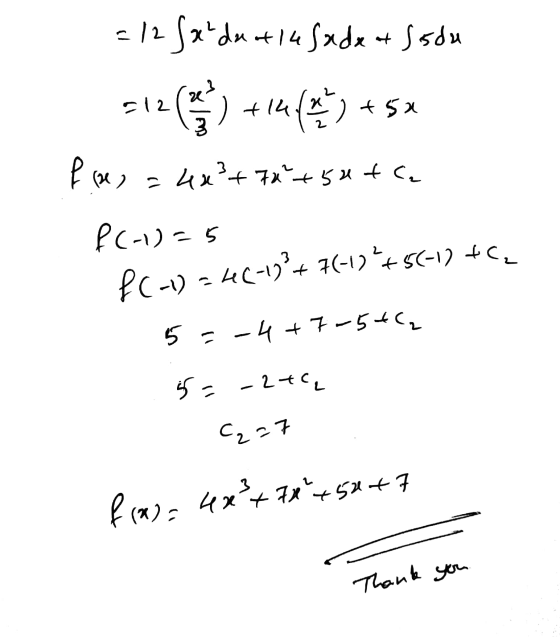 =128xdeot 14 sade at sodu created the a (24) +5x fim, = 4x²+70+5 atce -12 3 P(-1)=5 PC-1) = 46-19P+ 7(-1) ++56-12 + c 5=-4+7