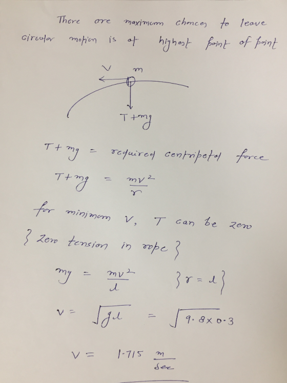 There are mofion is Giroofar maximum chances to of highest point leave of point LuЛ I hrust it brust T + mg centripetal force