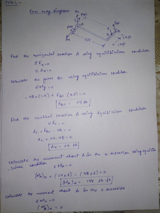 Sols;- Hee bo Az MAZ fet 0o Cft find the hortisonla1 yeactem Aus 。 2 A iium condition (MA )乂 ,Lb ●ft | lyy Caleutate she mome