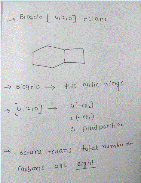 Bicgdo ui21 octane → Bicyclo--> two cyclic ซ1ngs. 2(-CH O fused porihn → actanu muans total n um el a Cab ons are eight