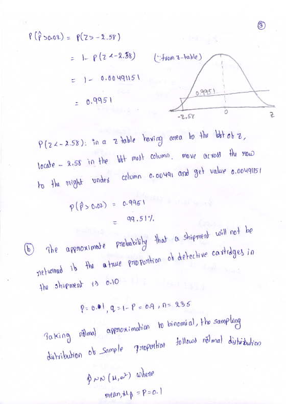PCÊ 50.02) = P(23-2.58) alp(Z 2-2.58) (from 2-table) = 1- 0.00491151 0.995 = 0.9951 -2,57 P(22-2.58): in a z table having are